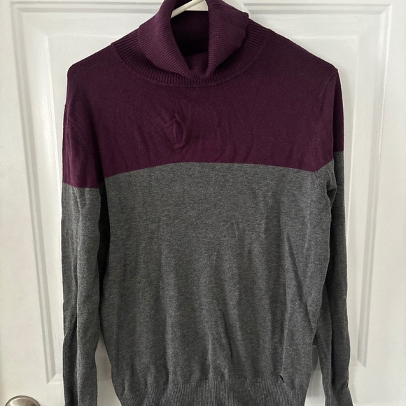 Calvin Klein Turtleneck Color Block Pullover Sweater‎ Knit Top Large - Picture 1 of 3